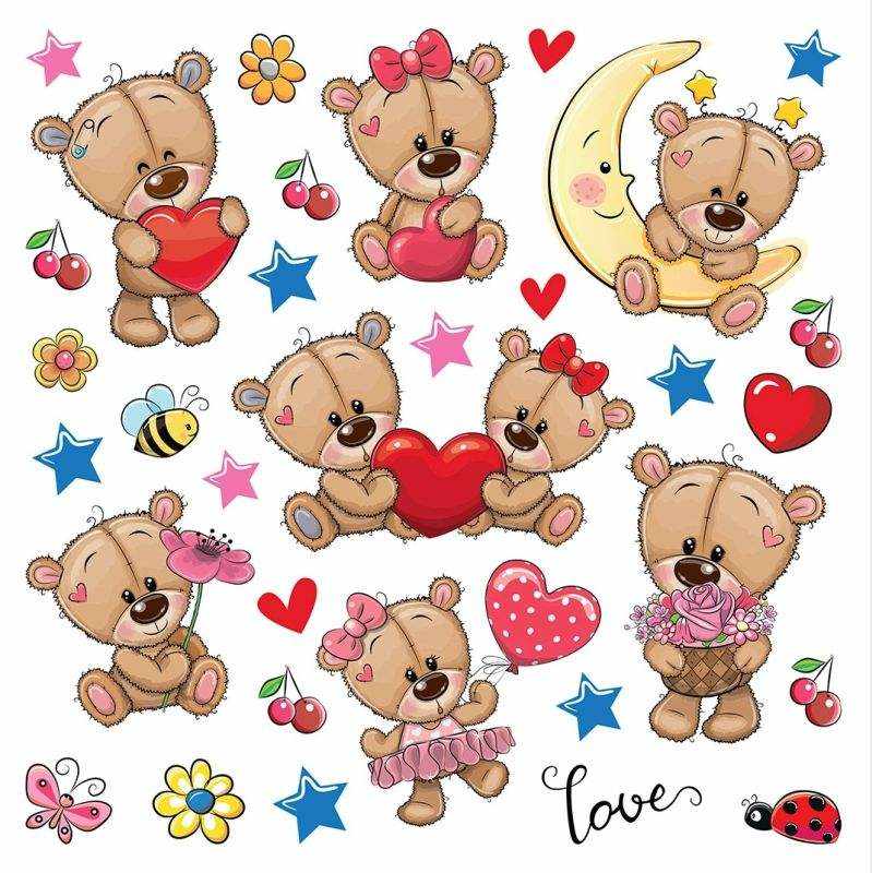 Samolepiaca nálepka na stenu Medvedíci Love