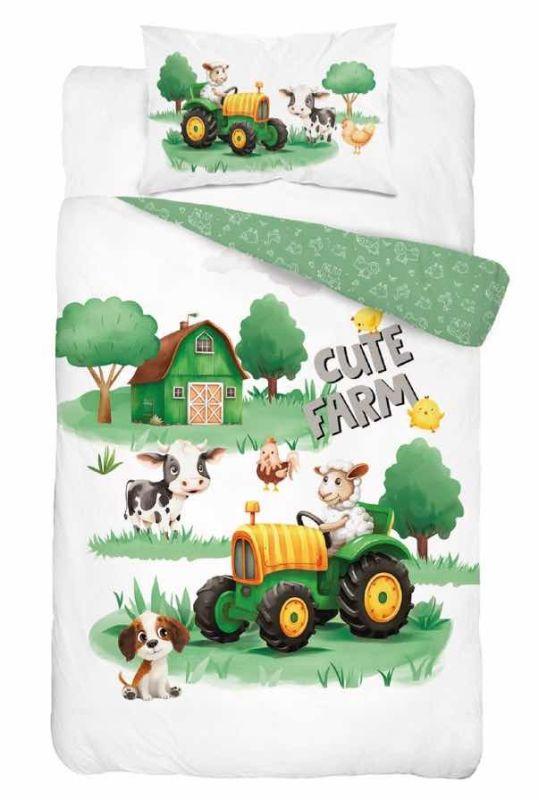 DETEXPOL Bavlnené obliečky do postieľky Roztomilá Farma B 100x135 cm + 40x60 cm
