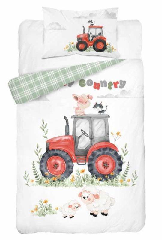 DETEXPOL Bavlnené obliečky do postieľky Traktor B 100x135 cm + 40x60 cm