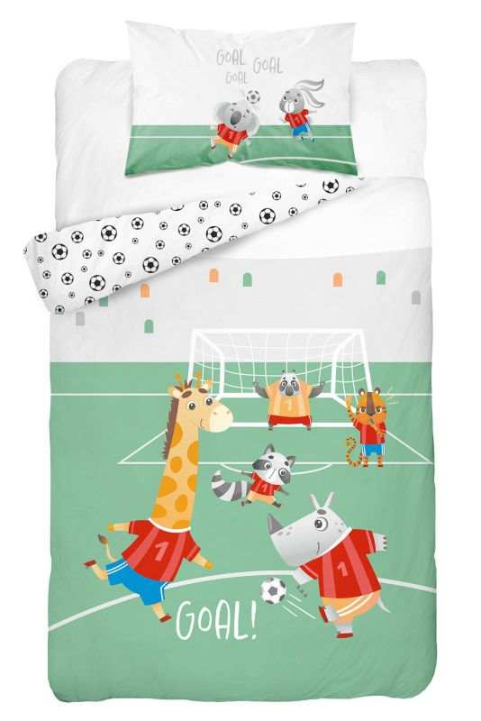 Bambusové obliečky do postieľky Zvieratká futbal 100/135, 40/60