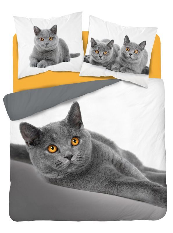 Francúzske obliečky Mačka grey 220/200, 2x70/80