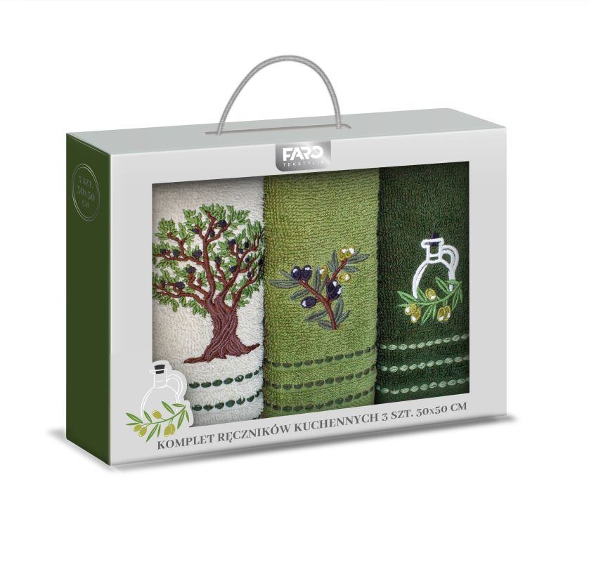 Darčekové balenie 3 ks froté uterákov s výšivkou Olivy 30/50