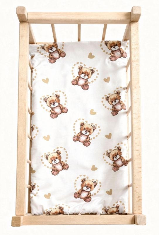 SDS Matrac do postieľky pre bábiky Macko v srdci biela 50x28 cm