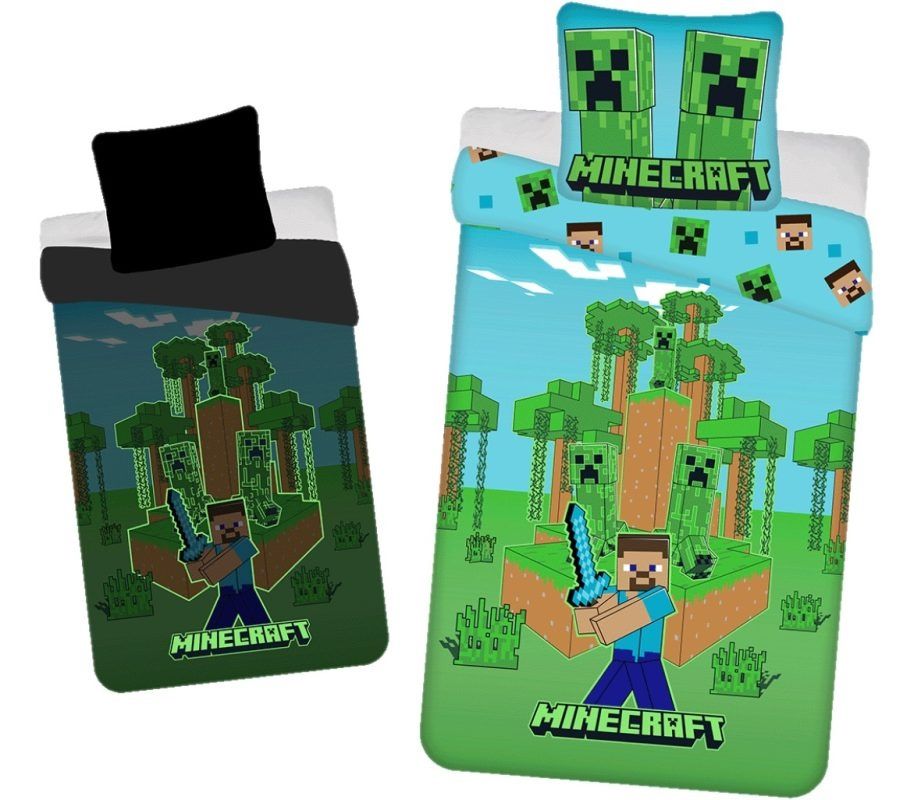 JERRY FABRICS Svietiace bavlnené obliečky Minecraft Jungle Fight – 140x200 cm