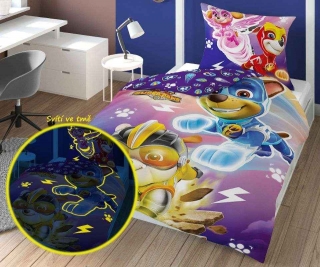 Obliečky Paw Patrol Super Paws svietiace 140/200, 70/80