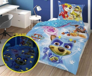 Obliečky Paw Patrol blue svietiace 140/200, 70/80