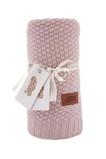 Pletená deka do kočíka bavlna bambus púdrovo ružová