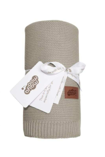 Pletená deka do kočíka bavlna bambus béžová 80/100