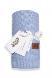 Pletená deka do kočíka bavlna bambus modrá 80/100