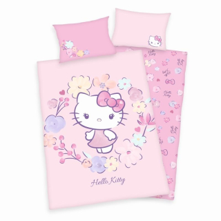 Obliečky do postieľky Hello Kitty květy Bio Bavlna