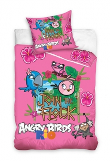 Obliečky Angry Birds Rio ružová 140/200